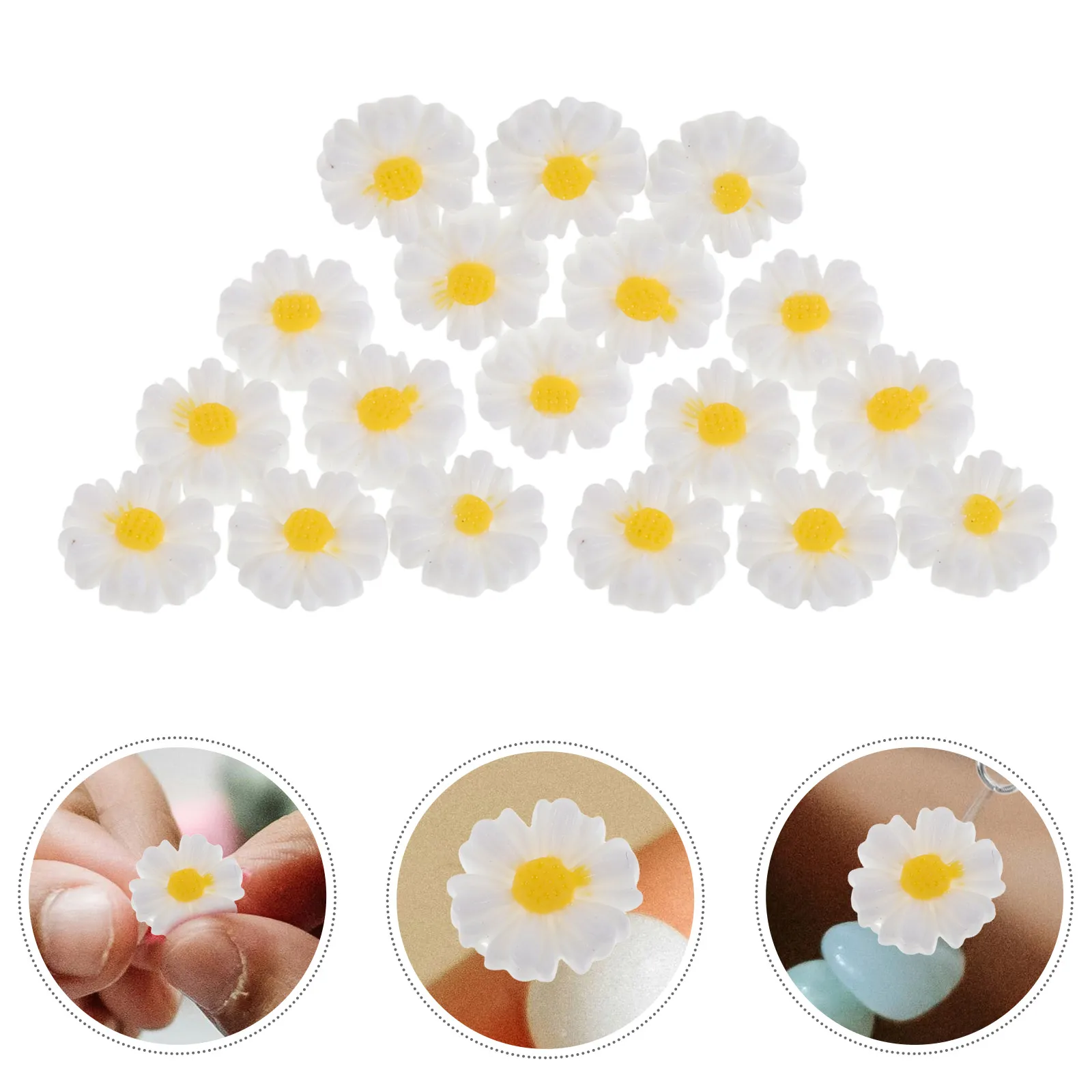 

50 Pcs Mini Daisy Ornaments Charm Crafts Flatback Resin Flowers Artificial Diy Charms