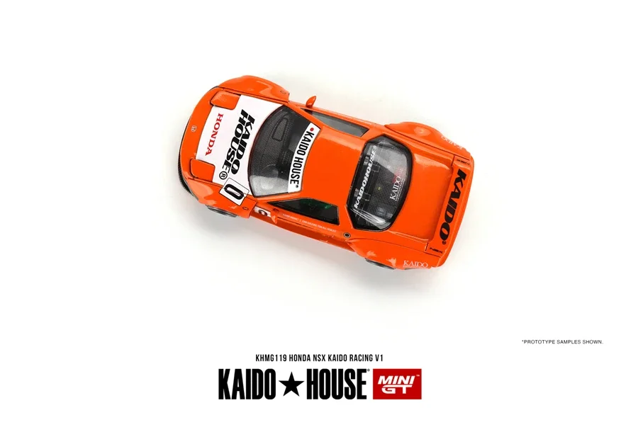 Kaido House + minigt 1/64 Honda NSX kaido V1แข่งรถ KHMG119ลูกเต๋าของเล่นรถโมเดลโลหะหล่อมอเตอร์รถยนต์สำหรับเด็ก