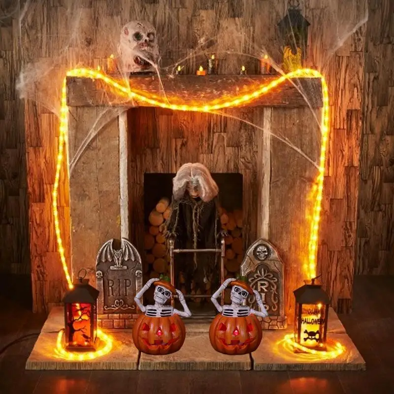 Light Up Halloween Skull Scary Skull Candle Desktop Ornament Pumpkin Halloween Decoration Haunted House Props For Halloween Bar