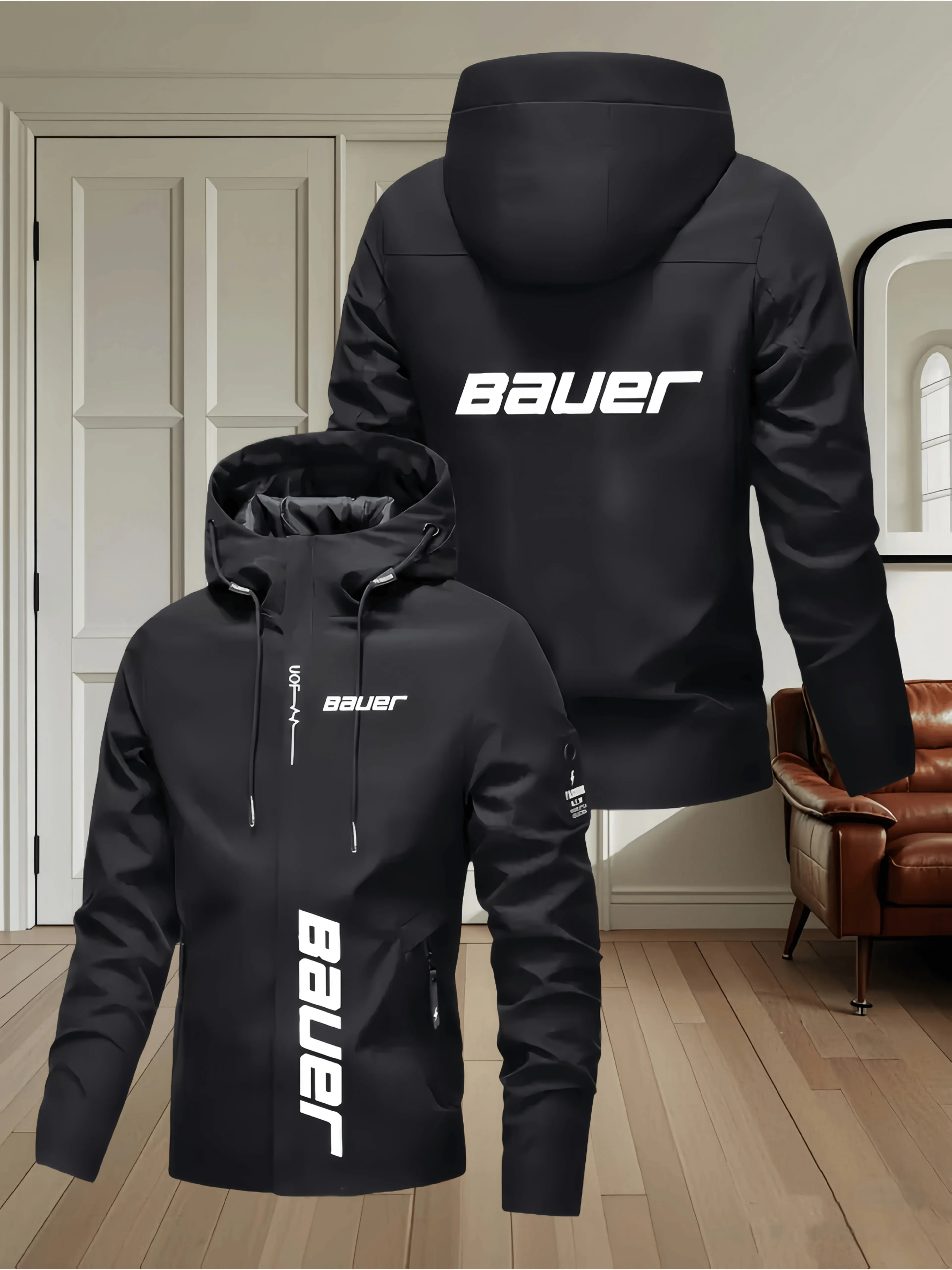 

Новая мужская ветрозащитная бейсбольная куртка с капюшоном 2025 года — высококачественное повседневное спортивное пальто на молнии на молнии на открытом воздухе