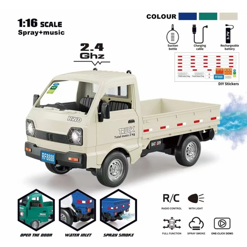 2.4GHz 1/16 4WD RTR RC simulation micro card truck model with lighting remote control car adult children toy gift