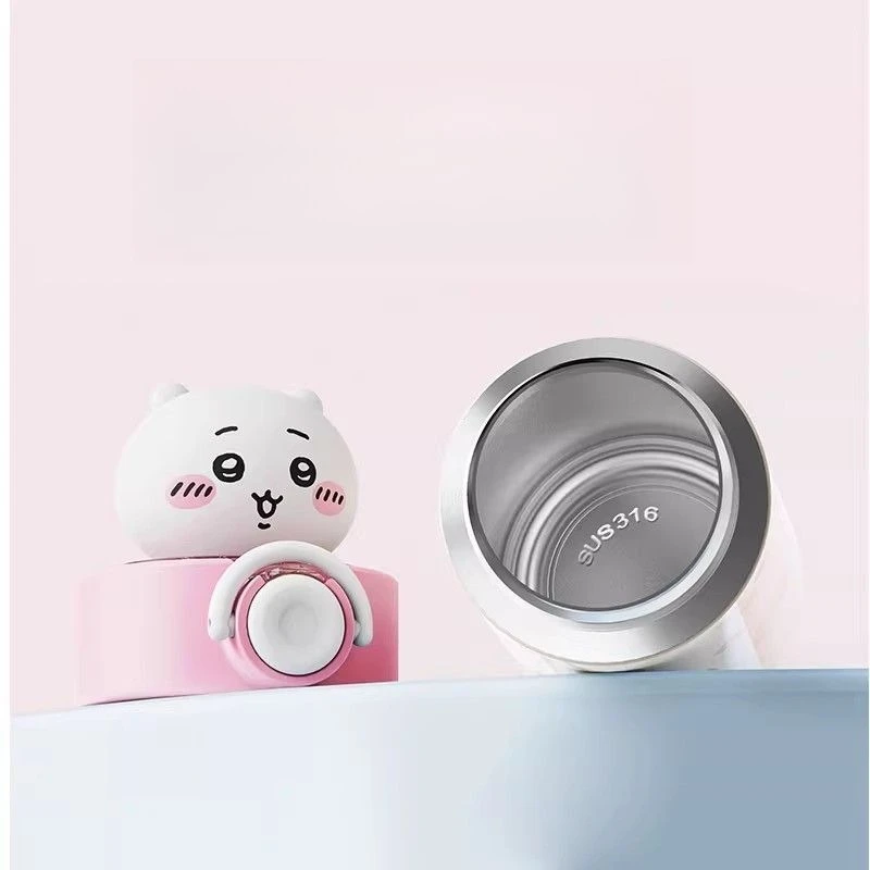 Anime Cartoon Kawaii Chiikawa Hachiware Thermos Cup Good Looks Straw Student Go To School Dedicated Stainless Steel Good Sealing