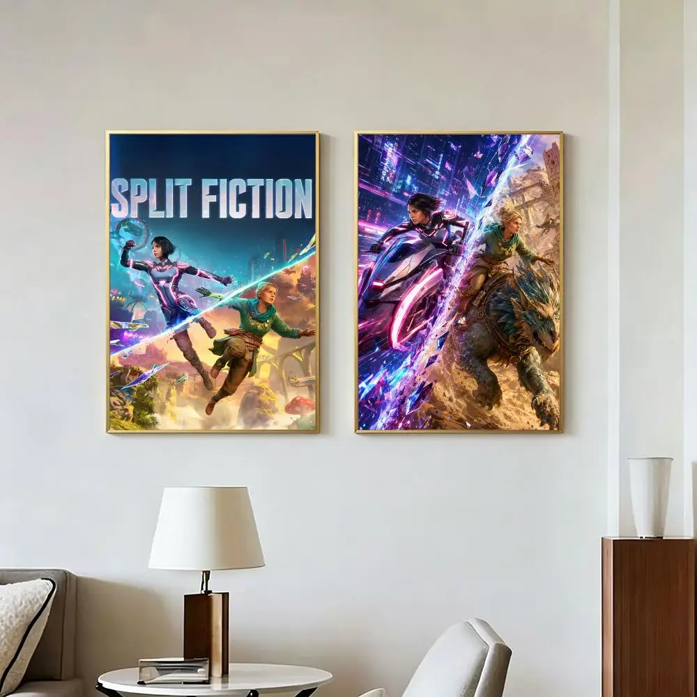 Game Action S-Split Fiction Poster Peel And Stick Wall Art Self Adhesive PP Waterproof Wall Decor Living Room Bedroom Gift