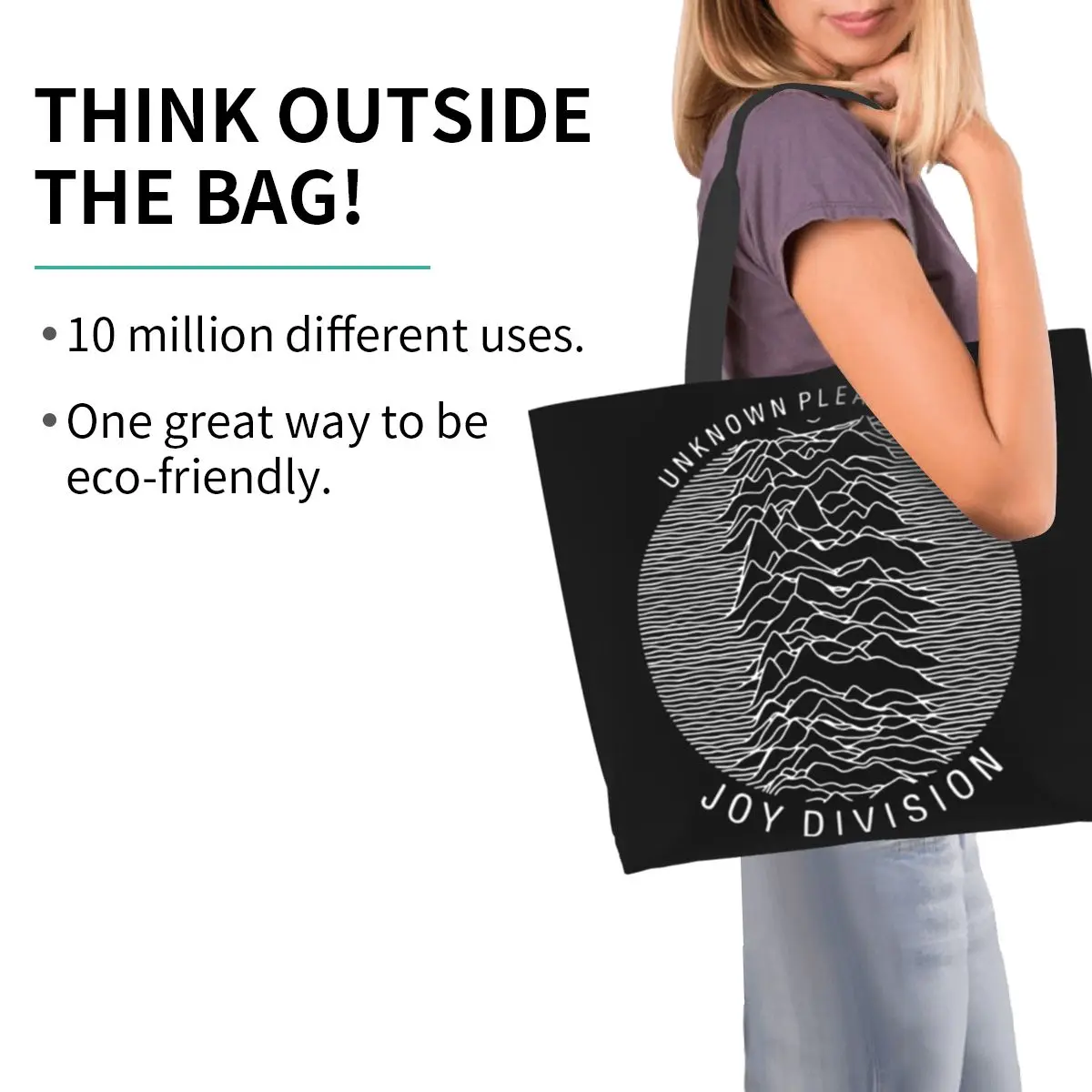 joy division Women Shoulder bag UNKNOWN PLEASURES 40X50cm Tote bag Shopping handbag Convenient Travel Book Custom Logo