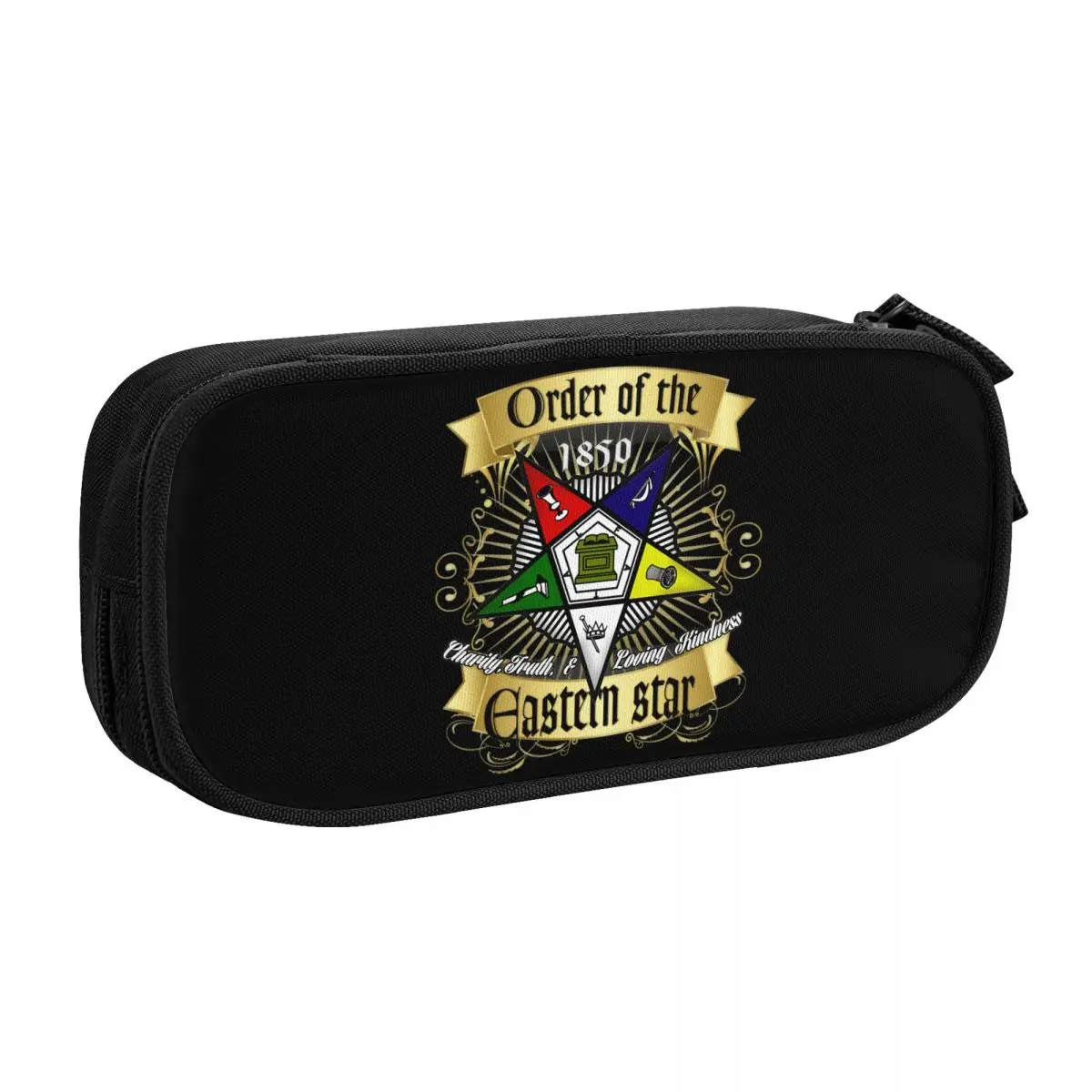 Custom OES Emblem Order Of The Eastern Star Pencil Cases for Boy Girl Large Storage Pen Bag Box School Accessories