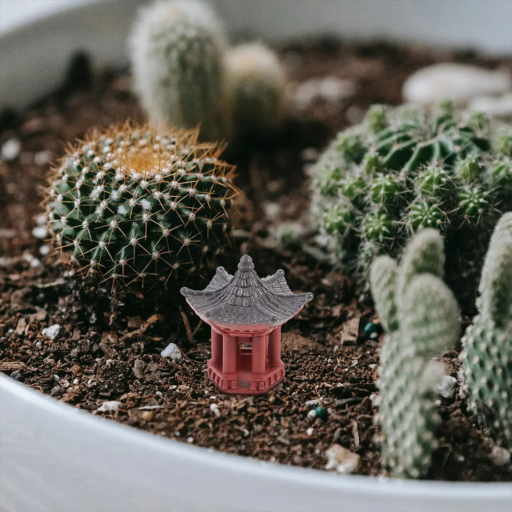 

6 Pcs Mini Pavilion Garden Decorations Resin Material Tabletop naments Micro L Pagoda Statue Small Garden Accessories Cool
