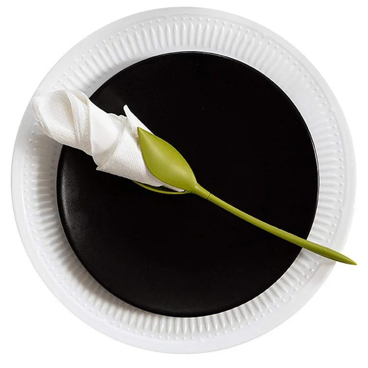 1/4/10pcs Flower-Shaped Napkin Holder Stems Tulip Rose Design, for Holiday Dinners Wedding and Party Weihnachten Küche Deko