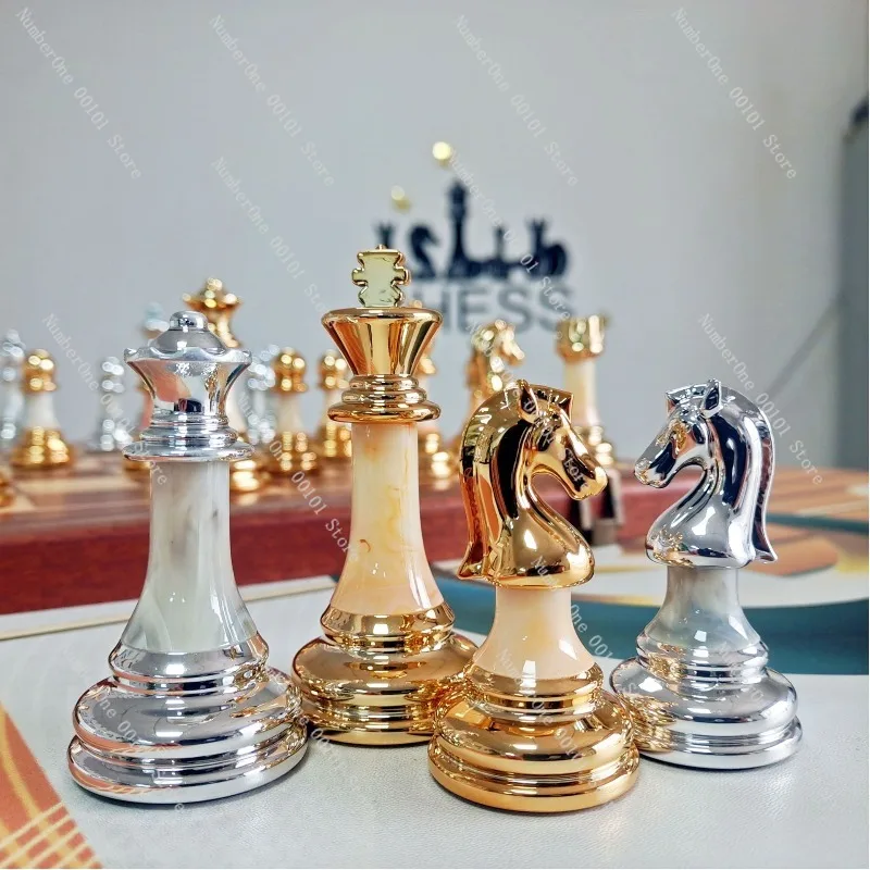 Elegant Tournament Chess Pieces Set 3.5 Inch High End European Style Board Game Accessories Premium Weighted Resin Staunton Men