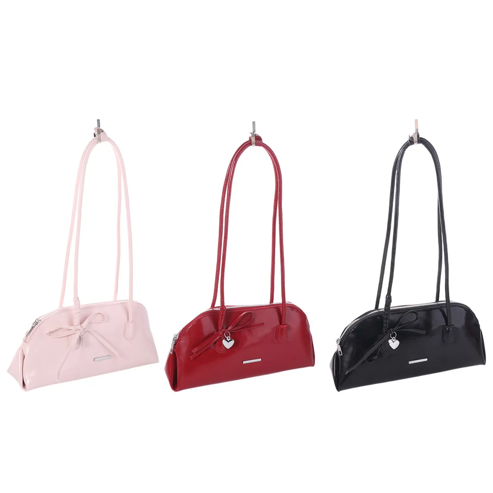 

Корейский стиль, клетчатая сумка подмышки, милый бант, повседневная сумка через плечо в стиле Бостон, однотонная женская сумка из искусственной кожи, дорожная сумка