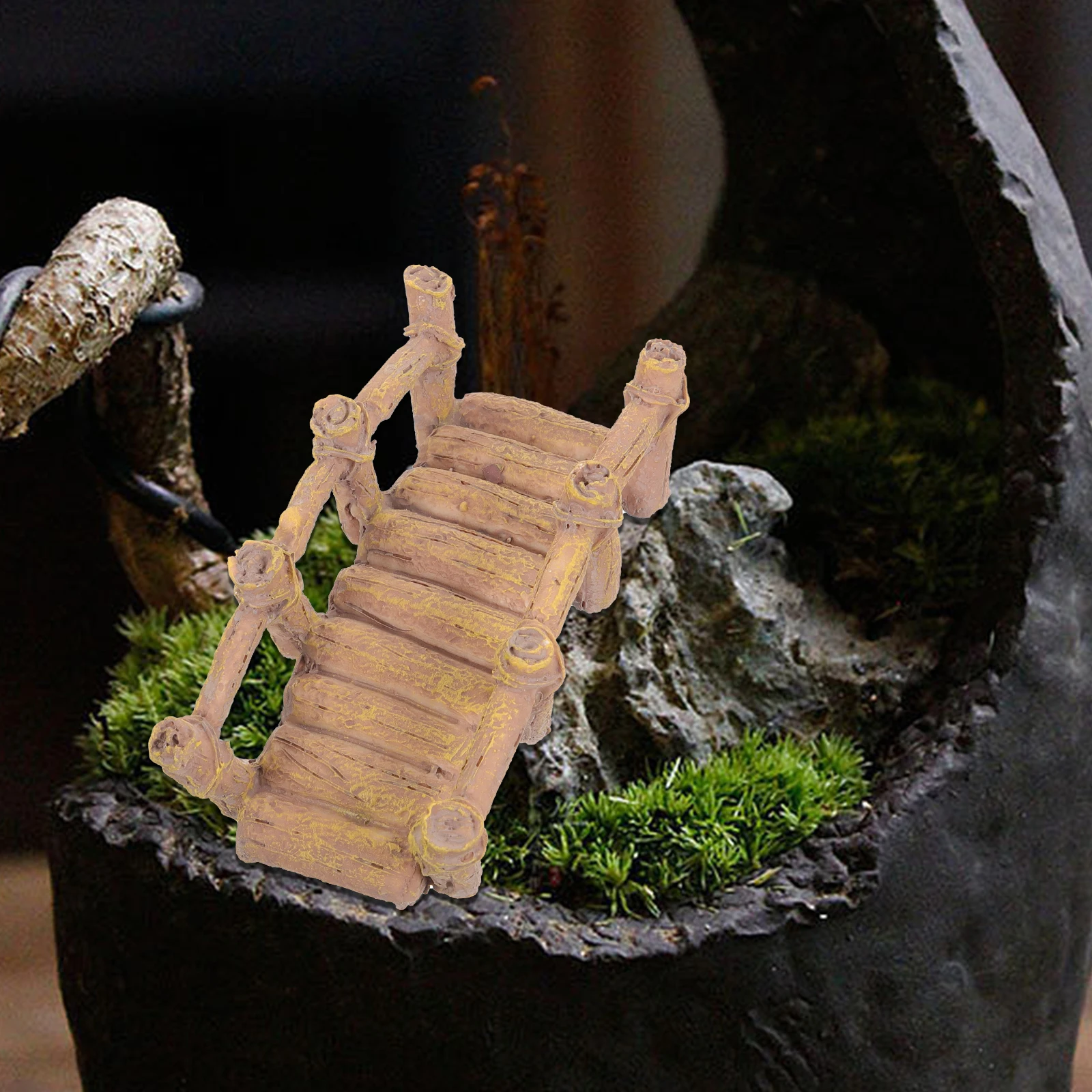 

Mini Wooden Bridge Sand Table Ornaments Outdoor Resin Props for Play Decorative