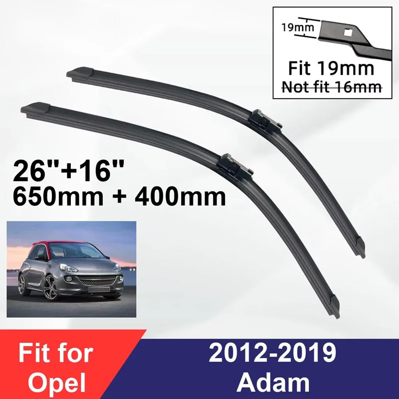 

For Opel Adam 2012-2019 Front Wiper Blades Boneless Frameless Rubber Cleaning