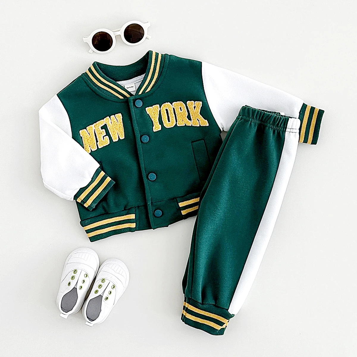 Fall Winter Thick Outerwear Newborns Baby Sets Infant Boys Girls Clothes Long Sleeved Sports Baseball Warm New York Jacket Coat