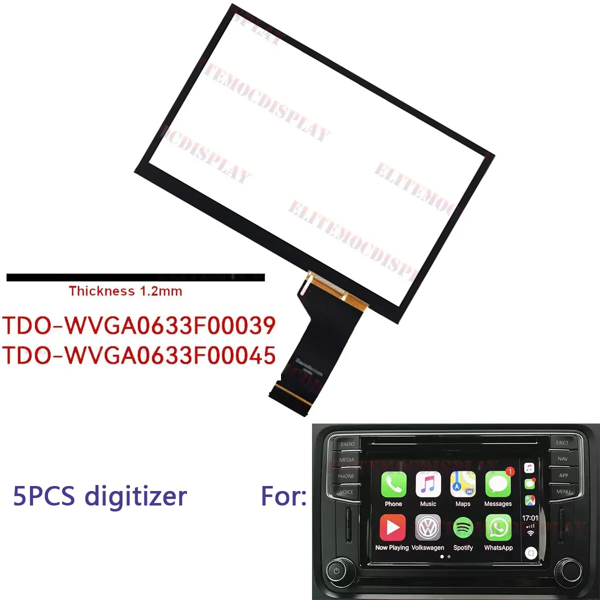 

5pcs 5C0035680C LCD Display for VW TRANSPORTER T6 SDT HEAD UNIT SAT NAVI Touch Screen Digitizer Replacement