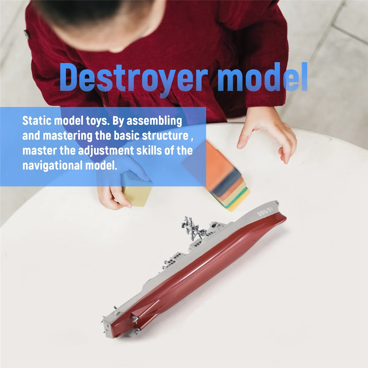 A64E Guided Missile Destroyer Ship Model Static Toys with Display Stand Warship Model DIY Educational Toys Hobbies Children Gift