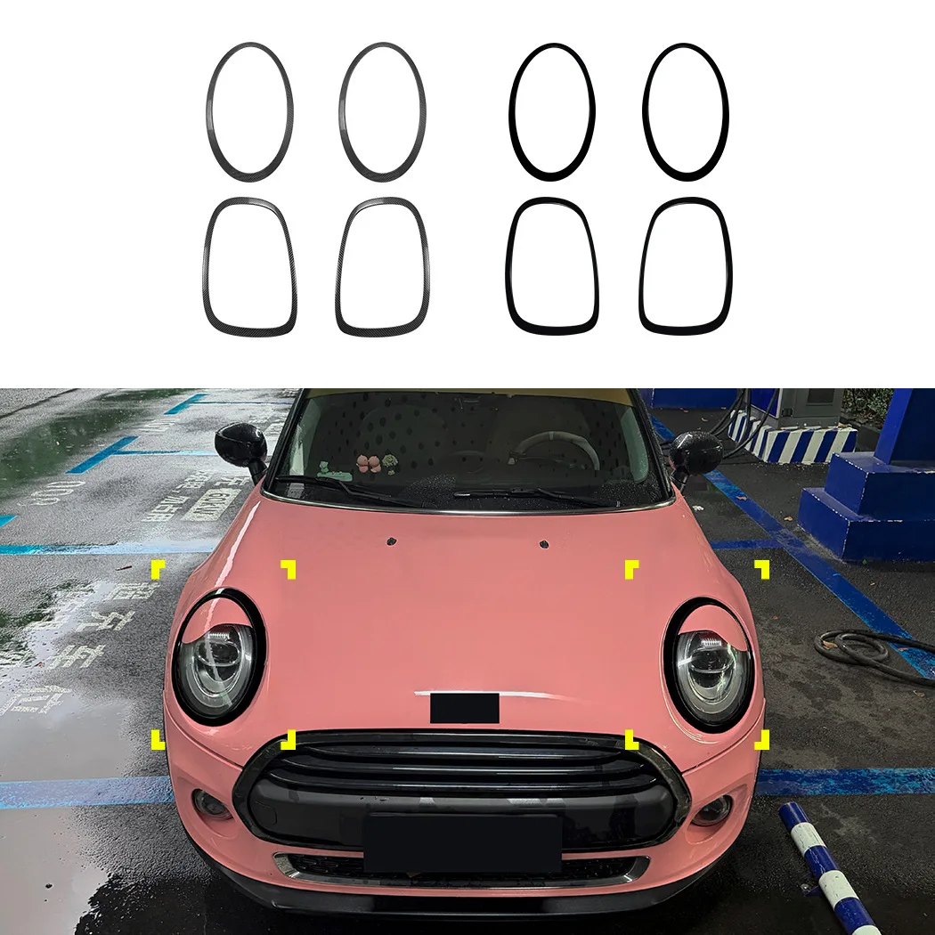 FOR BMW Mini One Cooper F55 F56 F57 2014-2024 Car Accessories Headlights Body Kits Eyebrow Eyelids Chrome Trim Cover Lamp Hoods