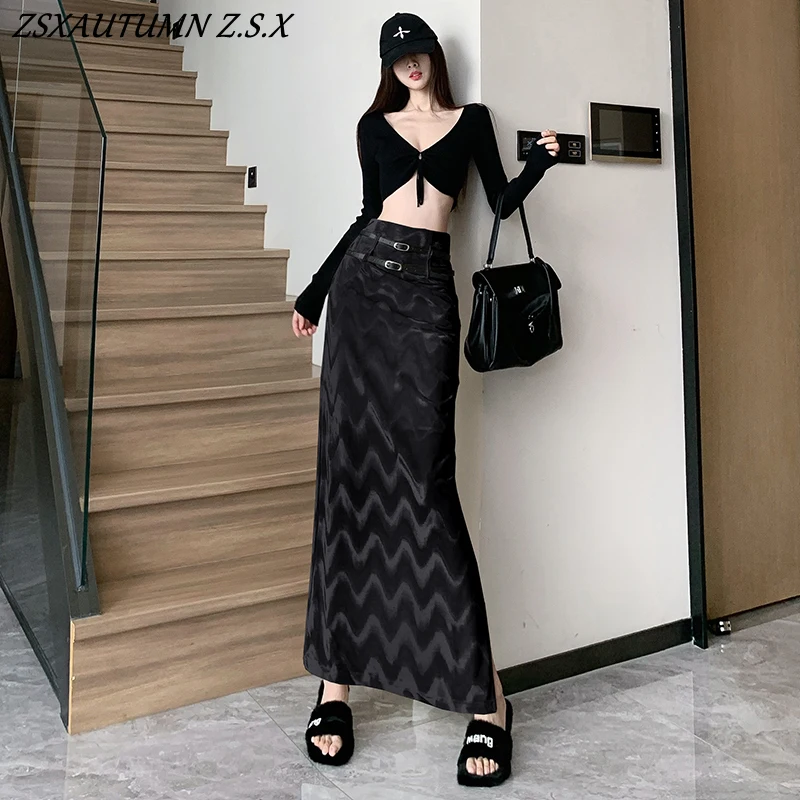 Velvet Skirt Women Slim Autumn Winter New Elegance Design High Waist Long Skirt Female Korean Fashion Clothing