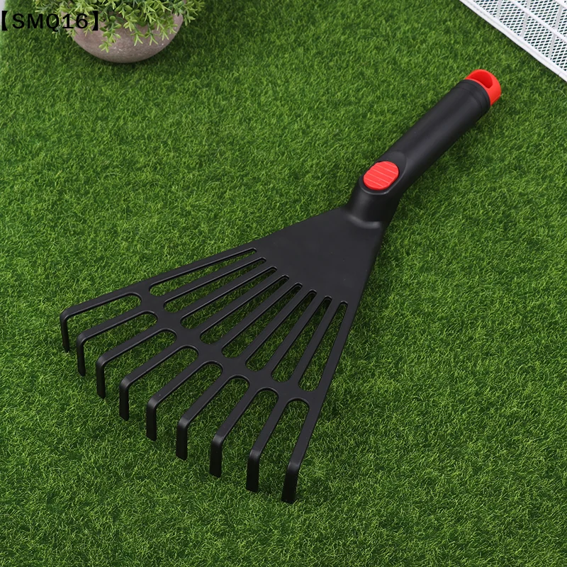 1Pc Garden Grass Leaf Rake Plastic Rake Gardening Rake Lawn Hand Tool With Handle Tool For Garden Maintenance Plant Care【SMQ】