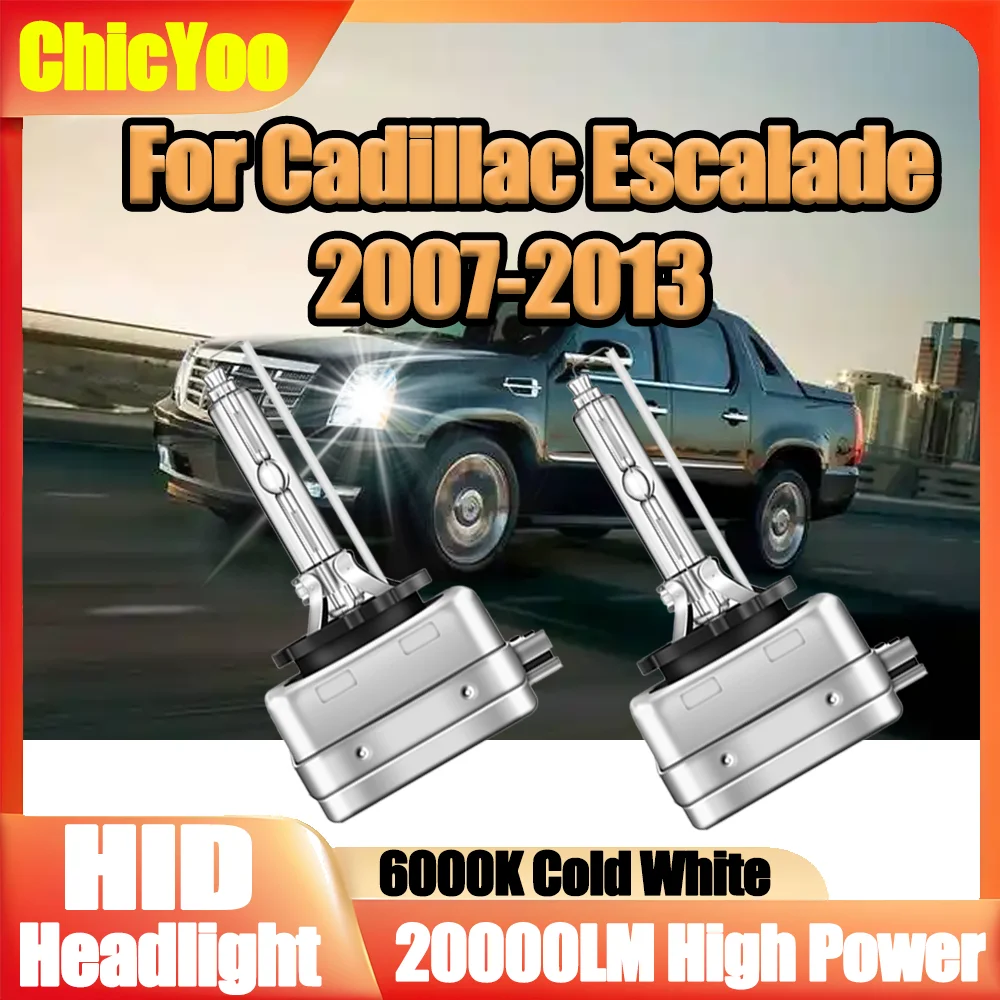

2X 6000K Super White Car Front Lights 20000LM High Power D1S Xenon Headlight Bulbs 12V Car Lamps For Cadillac Escalade 2007-2013