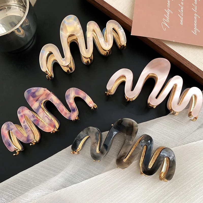 

1pc New Acetic Acid Shark Clip High Quality Metal Grip Clip Wave Fashion Hair Grip Women's Premium Sense hair accessories