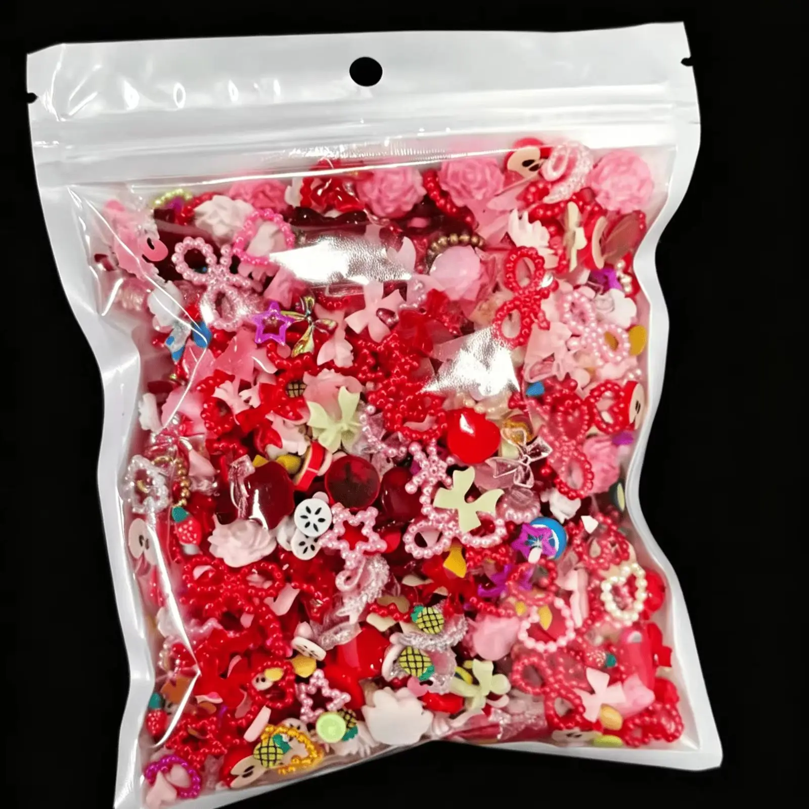 300PCS Red Pink Mixed Fruit Flower Resin Flatback Charms Random Cabochons DIY Cream Glue Decor Phone Case Hairpin Craft