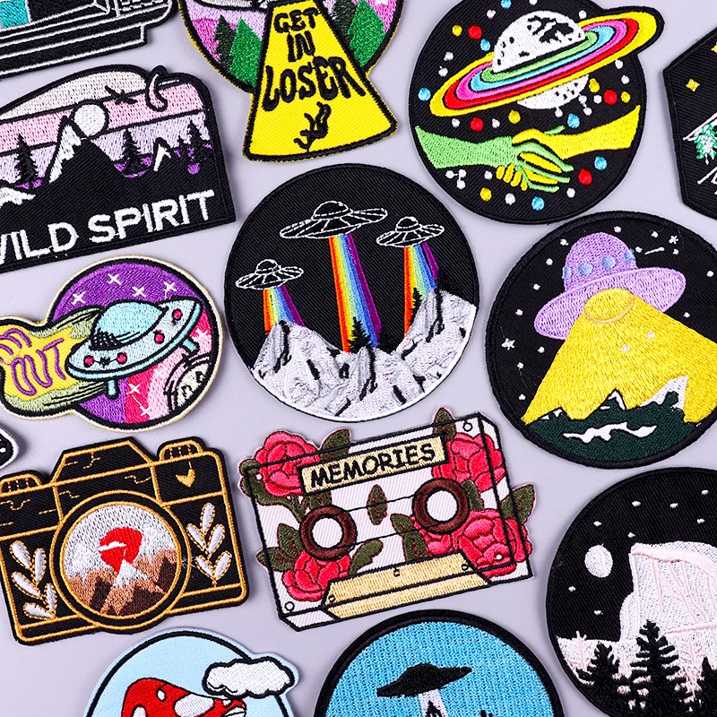 

Alien UFO Patch Embroidered Patches For Clothing Thermoadhesive Patches Outdoor Patch Iron On Patches On Clothes Sewing Applique