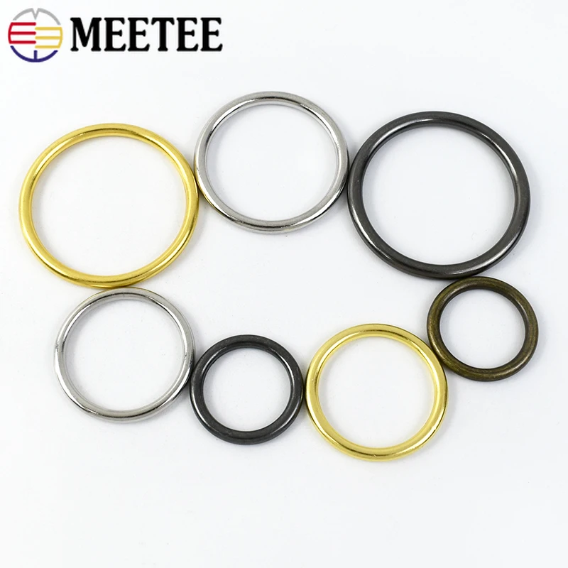 20Pcs Meetee 20-50mm Metal O Ring Buckle Bag Shoes Adjuster Clasp Webbing Strap Rings Connector Hook DIY Hardware Accessories