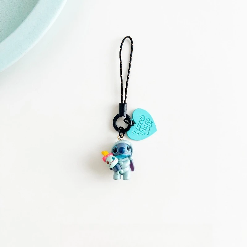 Porte-clés Disney Lilo et Stitch, coque de téléphone, pendentif en corde, figurines d'anime Kawaii, décoration de sac à dos, cadeaux pour amoureux
