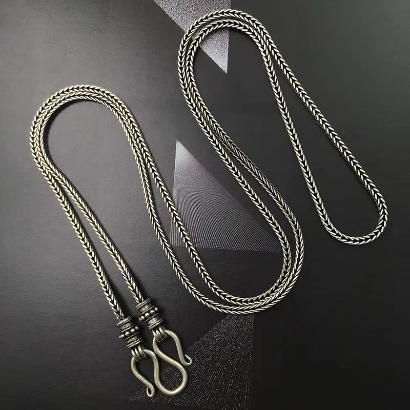 Collar de cadena Chopin de marca de Buda Retro para hombres y mujeres, tendencia desmontable, cadena larga versátil para suéter de hueso de serpiente