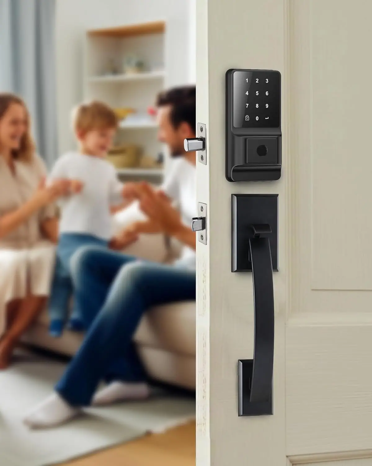 

Умный дверной замок с функцией бесключевого доступа, сканером отпечатков пальцев и кодовой панелью, автоматическая блокировка, простая установка для дома/офиса, цвет матовый никель