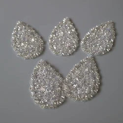 5pc/lot leaves flower sequins lace appliques for wedding dresses Bridal crystal headdress hairpin accessories DIY craft supplies