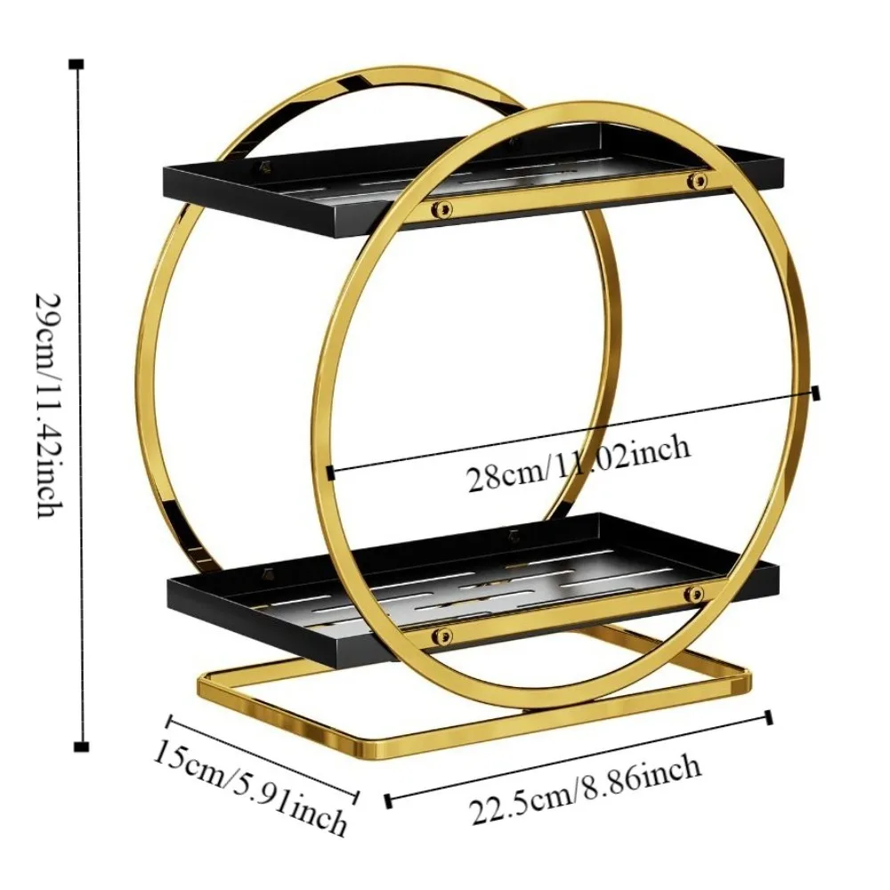 Zwart Goud Ronde Badkamer Beugel Cosmetica Plank Ruimtebesparend Opbergrek Lippenstift Parfum Make-up Organizer Keuken