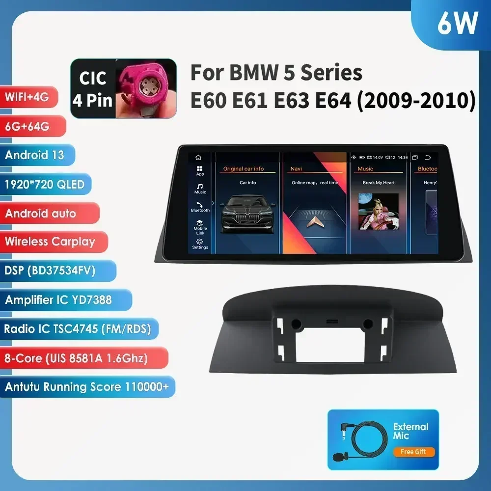 2din Android Auto Radio Multimedia Video Speler Voor Bmw 5Series E60 E61 E63 E64 3Series E90 E91 E92 E93 Stereo Gps Carplay 4G Rds
