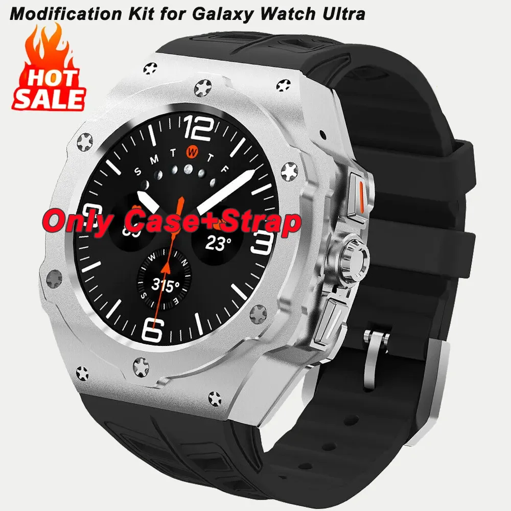 

Роскошный модификационный комплект для Samsung Galaxy Watch Ultra 47 мм, чехол из нержавеющей стали, силиконовый ремешок для Ultra 47 мм, аксессуары для самостоятельного изготовления