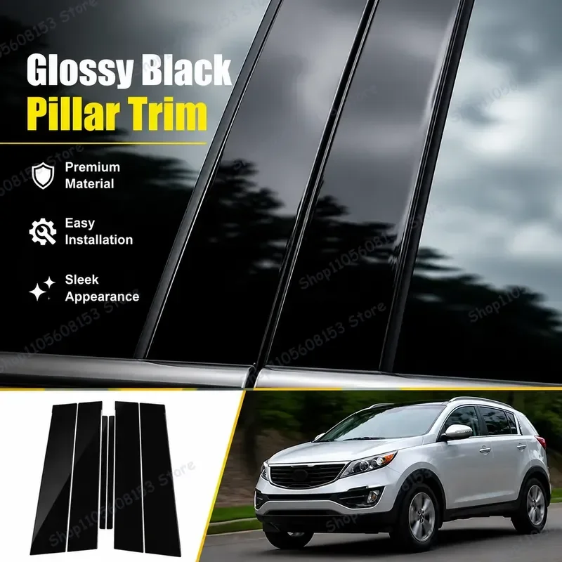 For Kia Sportage SL 2011 2012 2013 2014 2015 Window Pillar Trim Cover Set B C Post Film Sticker Auto Interior Accessory