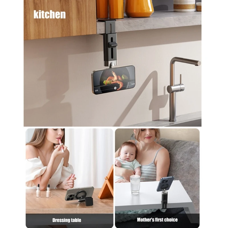 Multiunctional Phone Mount Bracket Holder with 20 N52 Magnets for Plane, Bedroom, Kitchen Usage 360 Degree Adjustability