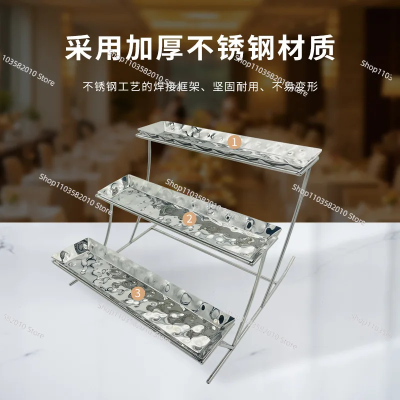Stainless steel hammer print three-layer rack buffet hammer point fruit rack banquet afternoon tea snack rack