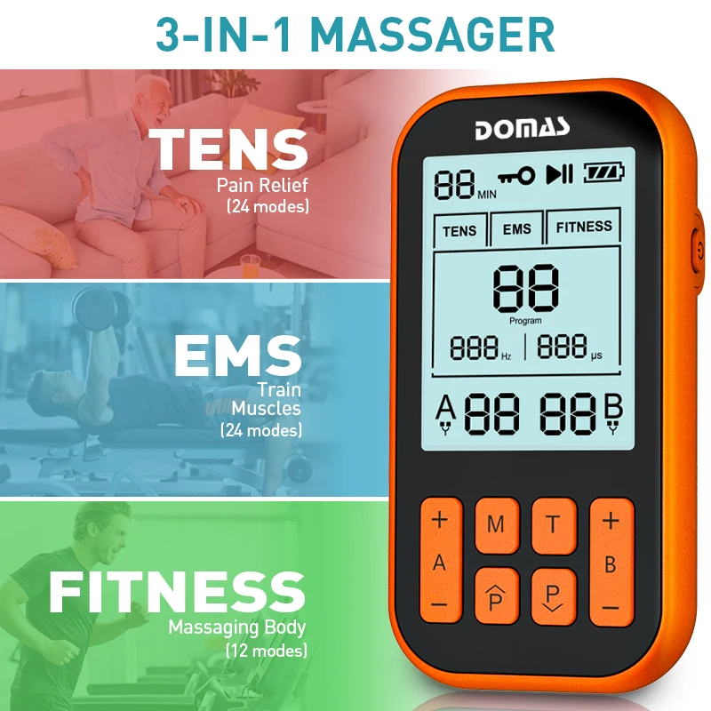 Smart Library 3 1 Dual Channel Tens EMS Fitness Massage Device Multi-Function Muscle Massager For Back Leg Arm Foot Pain Relief