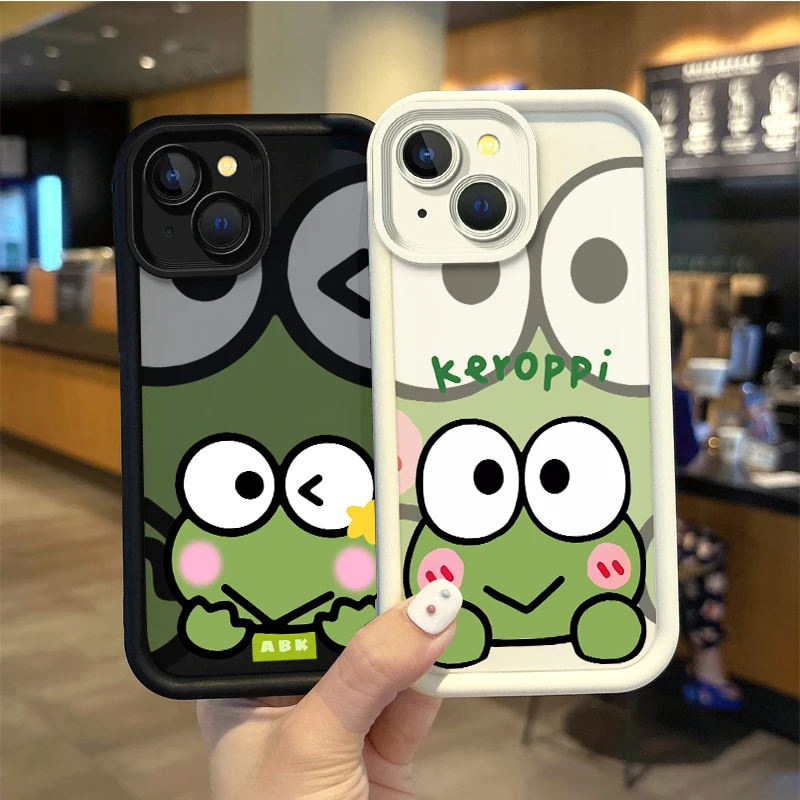 Cute Cartoon Sanrio Kero Kero Keroppi Phone Case For iPhone 16 Pro Max Case 15 14 13 12 11 Pro XR X XS Max 8 7 Shockproof Cover