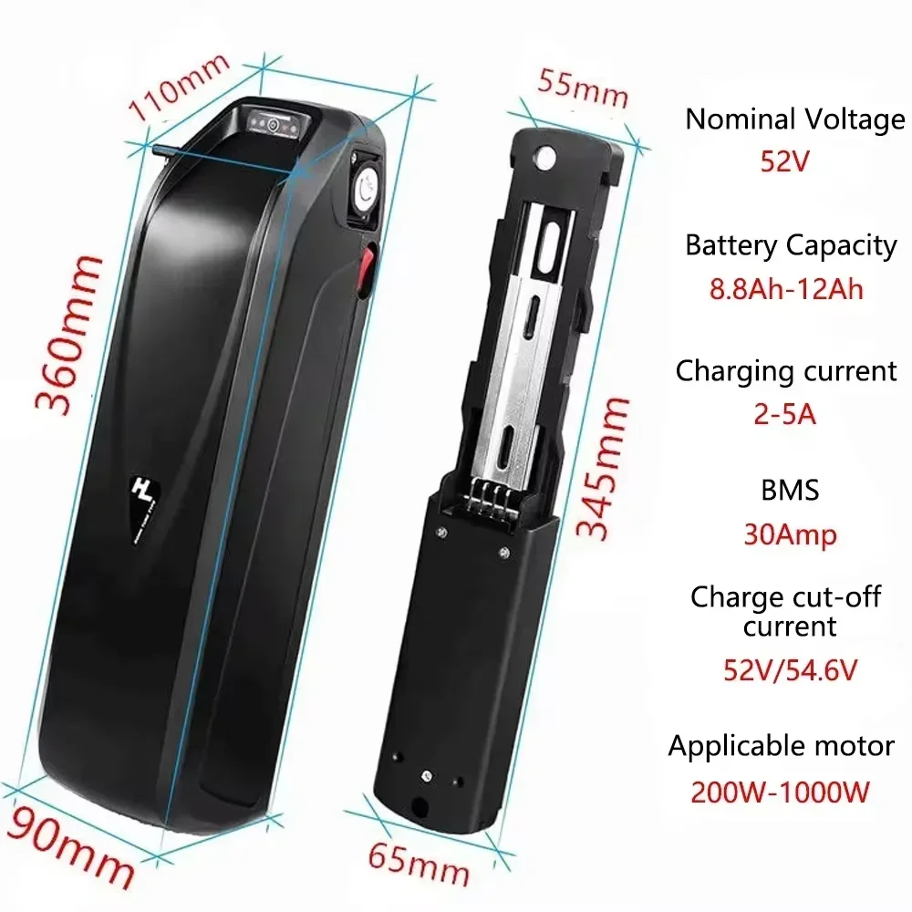 Hailong-電動自転車用バッテリーパック,18650, 48v,52v,60v,36v,20ah,2000w,1500w,1000w,500w,350w 250w