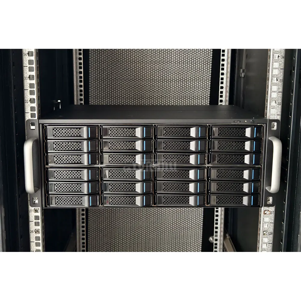 Rack-Mountable Metal M424 4U 24-Bay 12G High-Speed Storage Expansion Enclosure with Built-in Power Supply for NAS
