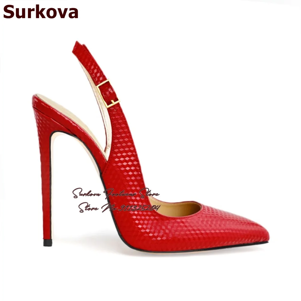 Surkova Blue Yellow Snakeskin Pattern Matte High Heel Shoes 12cm 10cm 8cm Stiletto Singback Dress Pumps Pointed Toe Shallow