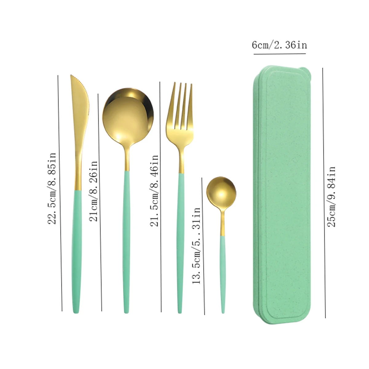 4pc Stainless steel tableware marca dragon color is portable suit students suit steak knife and fork dessert spoon