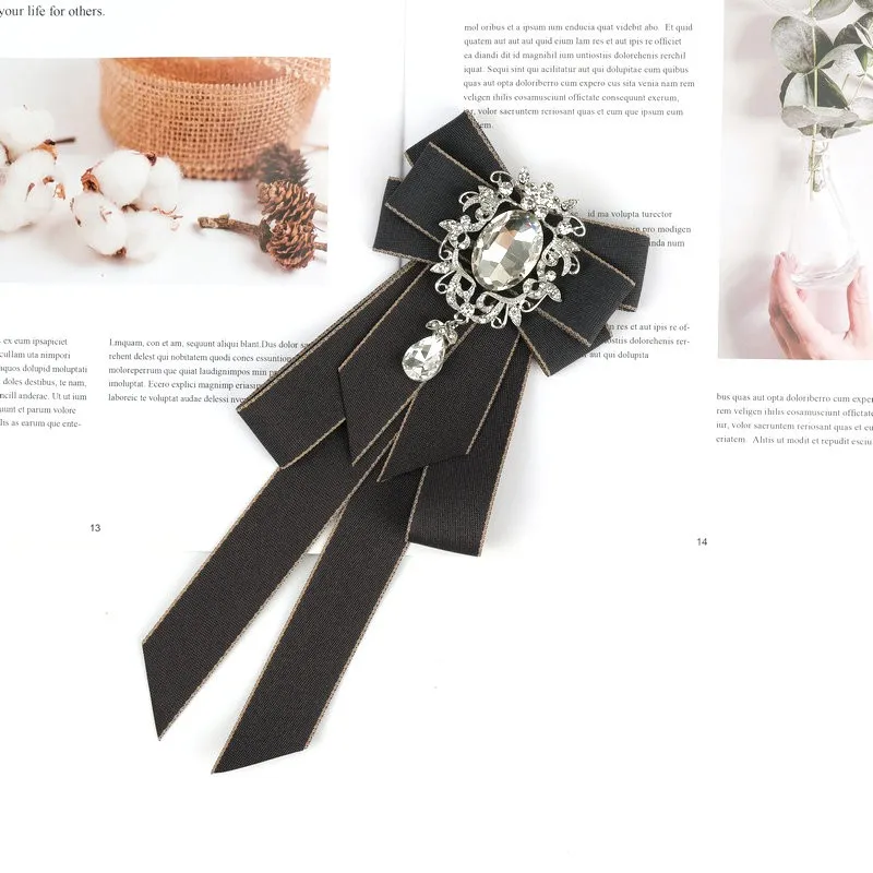 Neue elegante klassische retro bowtie neck tie band strass corsage bowtie cravat geschenke für männer hochzeit formale kleid zubehör – Detail 36