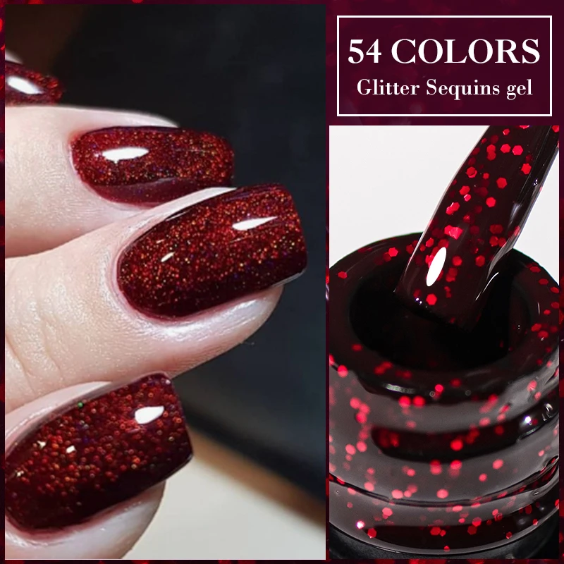 Mtssii-esmalte de uñas en Gel UV, barniz brillante semipermanente para decoración de uñas, color negro y rojo, 7ML