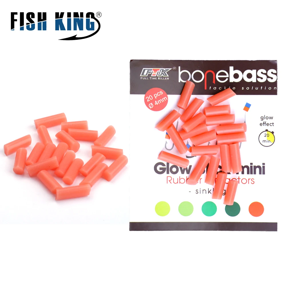 FISH KING 20pcs Anti Tangle Sleeves Sink Rubber Tube Hook Tip Connect Luminous Fishing Lure Accessory