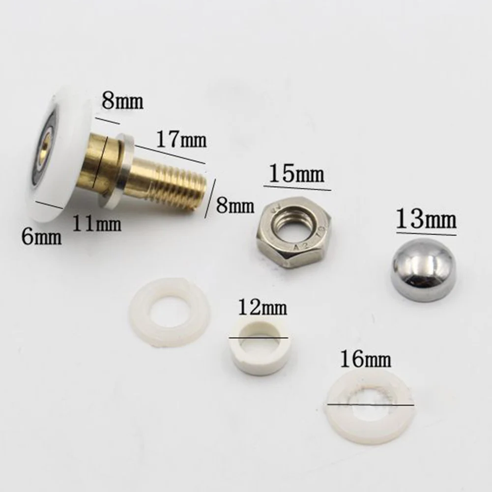 

Запасной комплект Ролик для ванной комнаты Стеклянный шкив для раздвижной двери Медь и пластик Простая установка Тихая функциональность