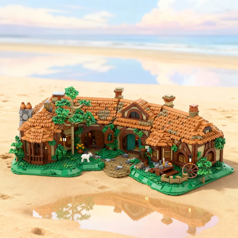 

5980pcs MOC Green Dragon Inn Hobbit Lord Rings Model Building Blocks DIY Gift Creative Collectible Display Decor Premium Adult