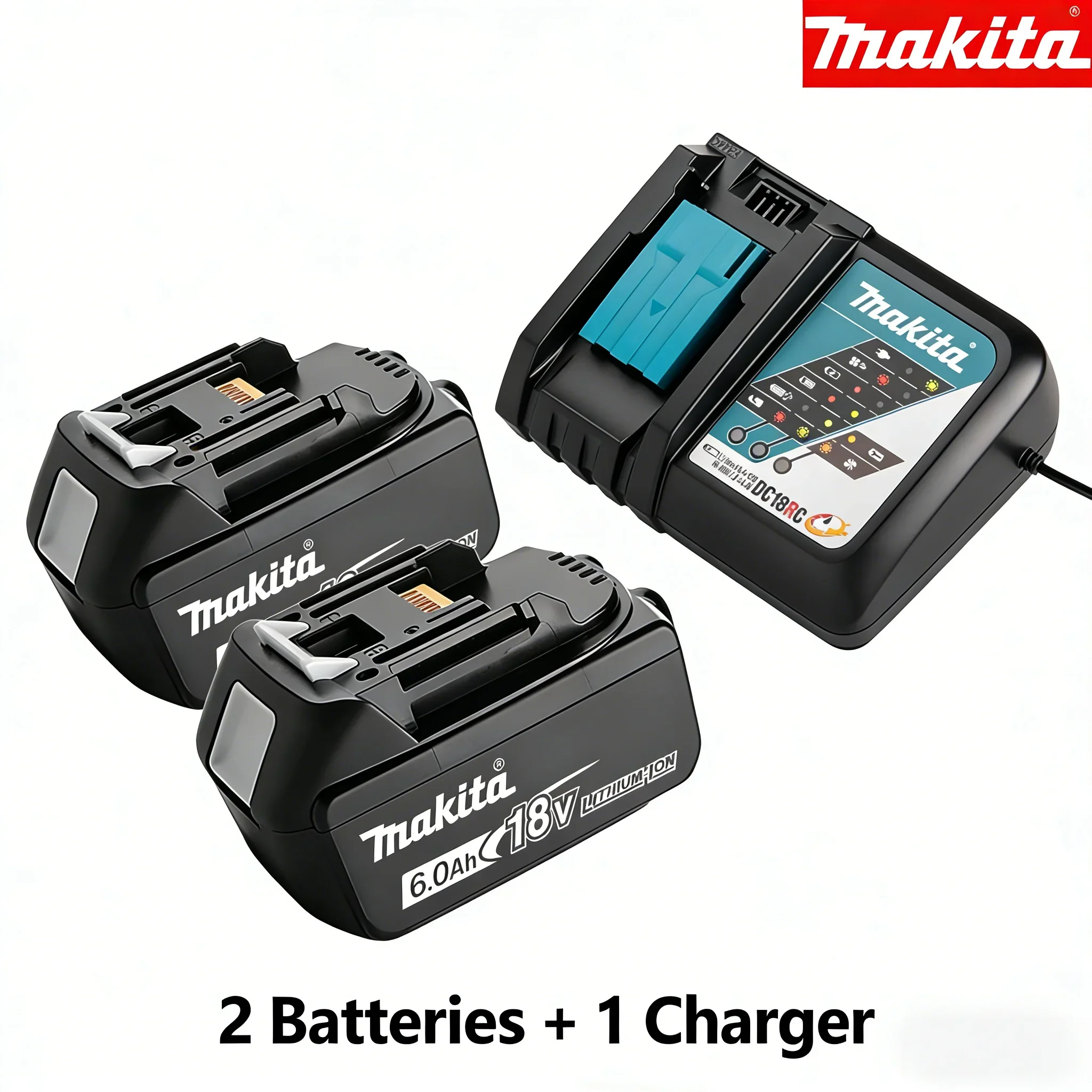 Originele Makita 18V 6.0Ah Batterij + DC18RC Snelle Lader Kit, BL1860B LXT Lithium Ion Power Tool Batterij, Gratis Verzending