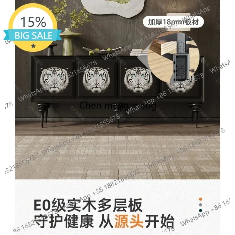 

L07 French retro solid wood dining side cabinet living room painted decorative tea cabinet against the wall