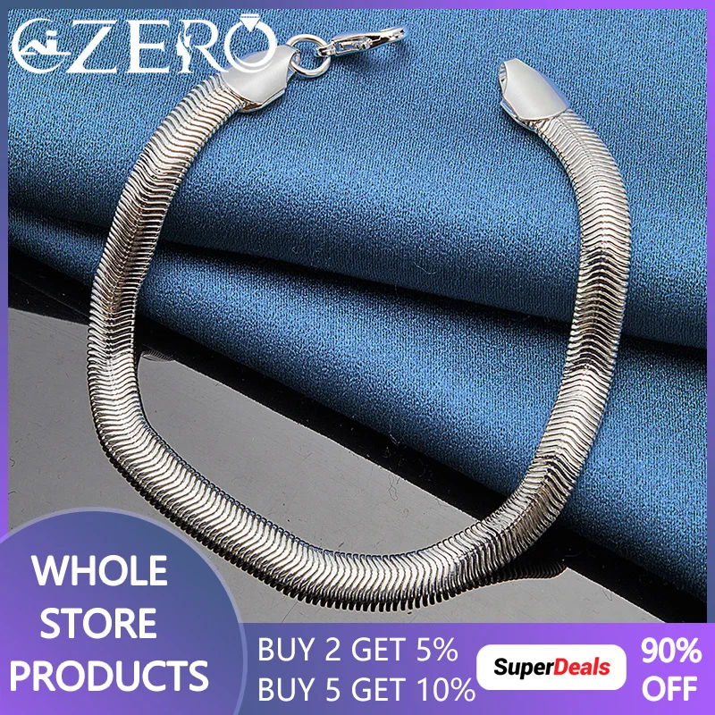 

ALIZERO 925 Sterling Silver 6mm Soft Snake Chain Bracelet For Women Men Fashion Wedding Engagement Party Jewelry Gifts